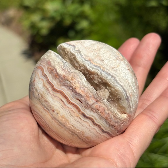 Crazy Lace Agate Sphere with Druzy Pocket - Picture 12 of 14